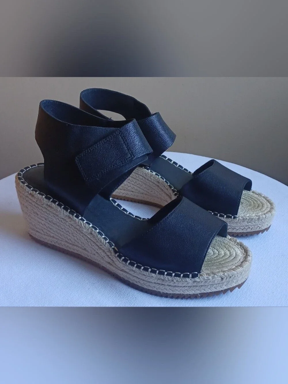 EILEEN FISHER Weslia Espadrille Wedge Sandal In Black 9.5
